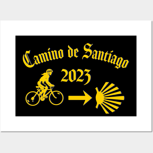 Camino de Santiago de Compostela Female Cyclist 2023 Wall Art by Brasilia Catholic